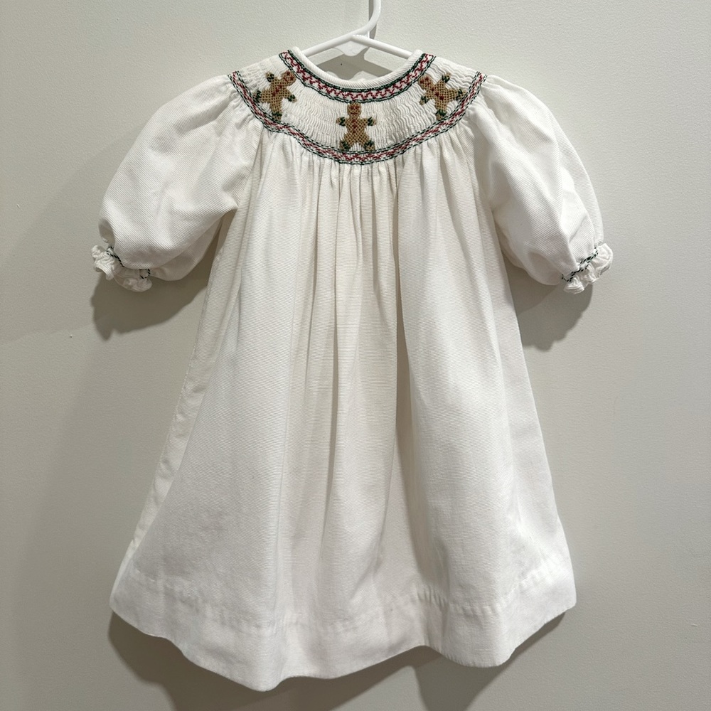 Christmas Gingerbread smocked dress.